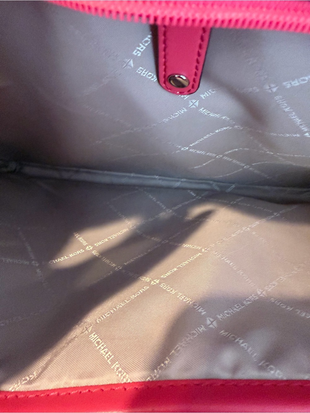 Michael Kors Hot Pink Saffiano Large Tote with MK Charm - Picture 4 of 14